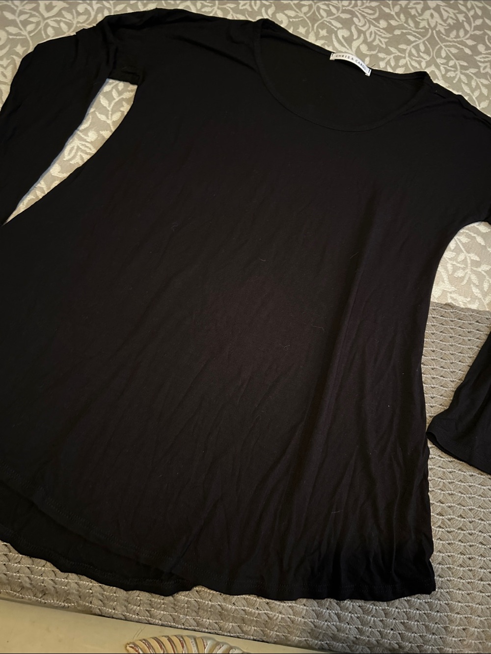 Chris & Carol And Old Navy Black Long Sleeve Scoop Neck Top